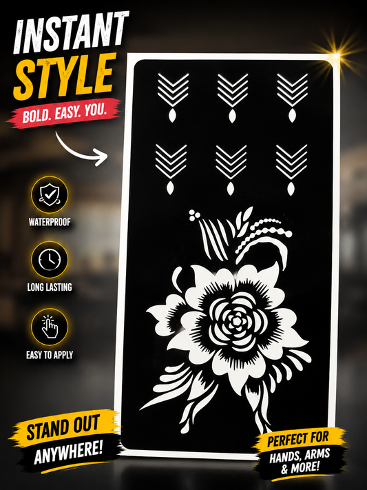 Hand Tattoo Hollowed-out Stencils, Arm Tattoo Template Stickers, for Temporary Body Painting Art Floral Patterns, Suitable for Party Festivals and Events