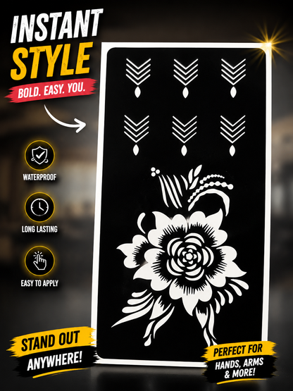 Hand Tattoo Hollowed-out Stencils, Suitable for Party Festivals and Events