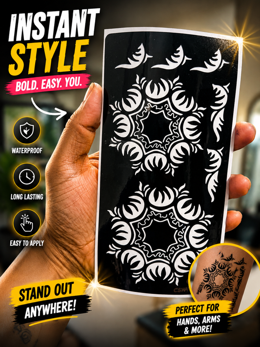 Hand Tattoo Hollowed-out Stencils, Arm Tattoo Template Stickers, for Temporary Body Painting Art Floral Patterns, Suitable for Party Festivals and Events, Reusable Easy-to-apply Skin Decoration